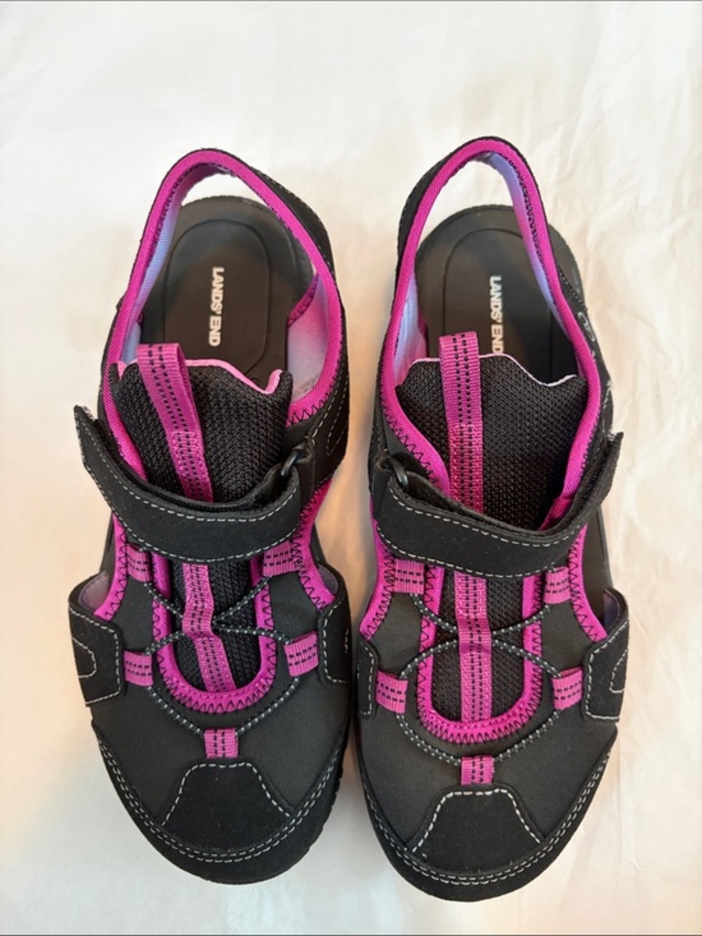 New Lands' End Water Repellent Closed Toe Sport Sandals Black Pink